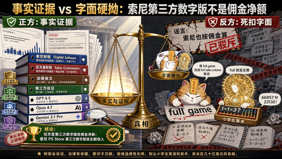事实证据 vs 字面硬拗 —— 索尼第三方数字版不是佣金净额